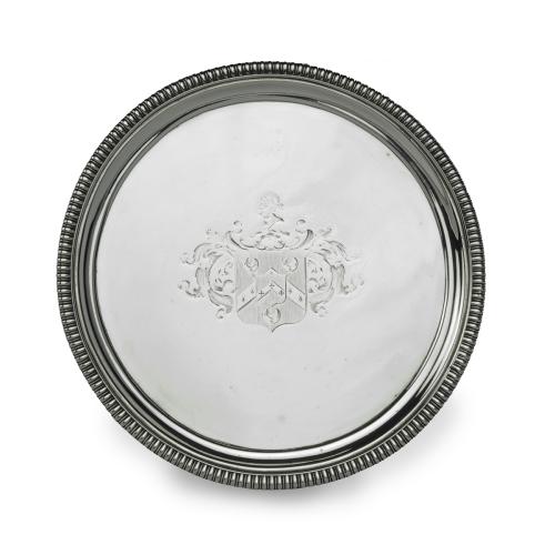 George III silver tray commemorating the marriage of Admiral Thomas Le Marchant Gosselin