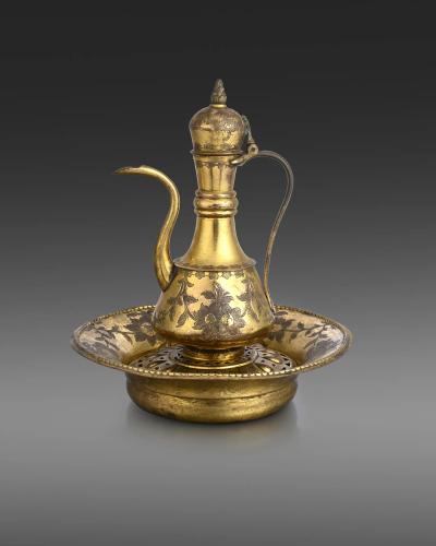 Extremely Fine Ottoman Tombak Ewer and Basin