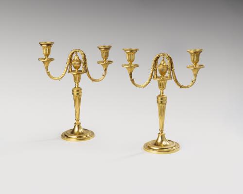 Pair 18th century gilt bronze candelabra