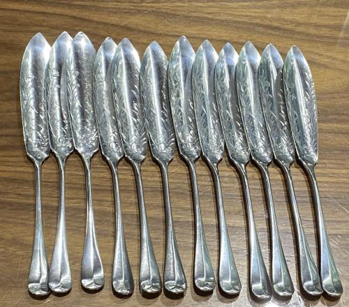 Sterling silver Rattail Fish knives 1882 Edward Hutton