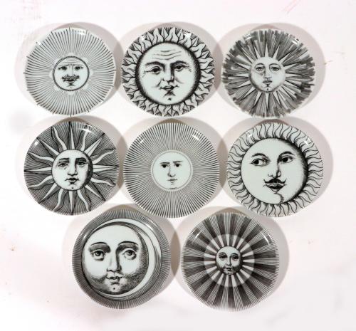 Piero Fornasetti Ceramic Coasters Soli E Lune Pattern, 1960s