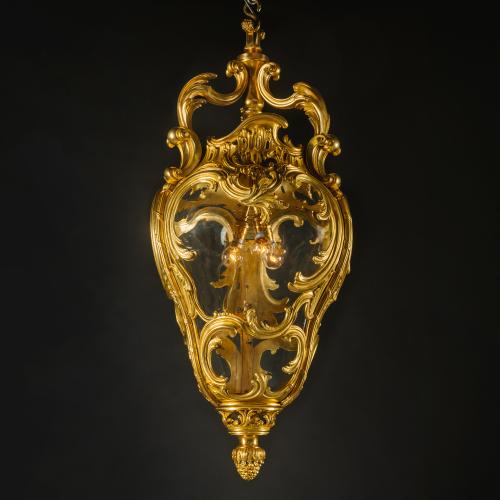 Large Rococo Style Gilt-Bronze Hall Lantern
