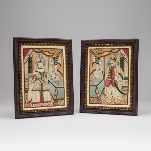 A Pair of Collages of a Sultan and Sultana