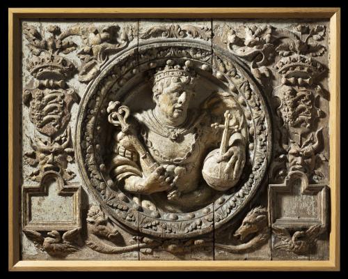 Tudor Carved Oak Relief Panel of King John