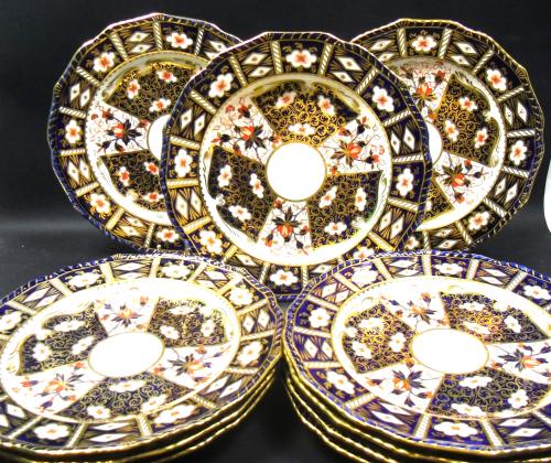 set of ten Crown Derby Imari desert plates English circa 1890