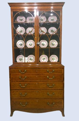 A Very Fine Hepplewhite Period Satinwood Secretaire Bookcase, George III Circa 1780