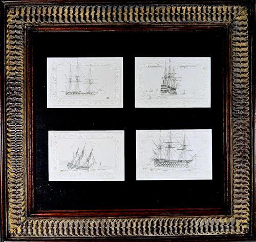Royal Navy Ship Pencil Drawings by George Bryant Campion, Graphite on Cardstock, Circa 1830
