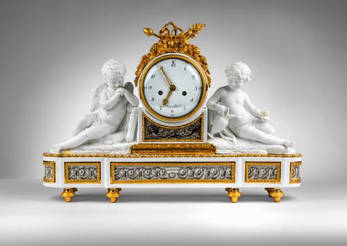 A Louis XVI Duc d’Angouleme Porcelaine Mantel Clock by Jean-Nicholas Schmit, Circa 1790