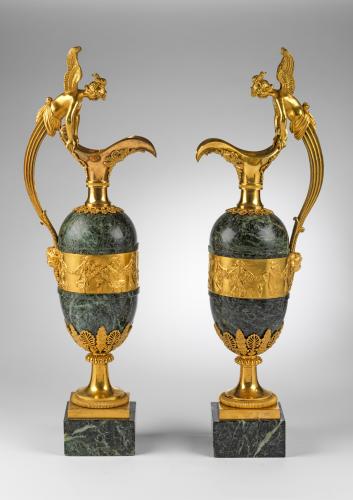 A Very Fine Pair of Late 18th Century Ormolu and Ewer Attributed to Claude Gallee. Circa 1785