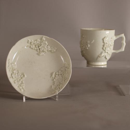 Bow blanc de chine cup and saucer, c.1752