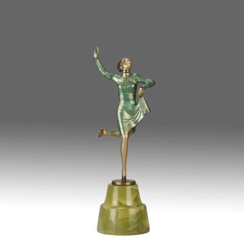 Early 20th Century Cold-Painted Bronze entitled "Running Girl" by Josef Lorenzl