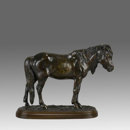19th Century French Animalier Bronze entitled "Standing Pony" by Isidore Bonheur