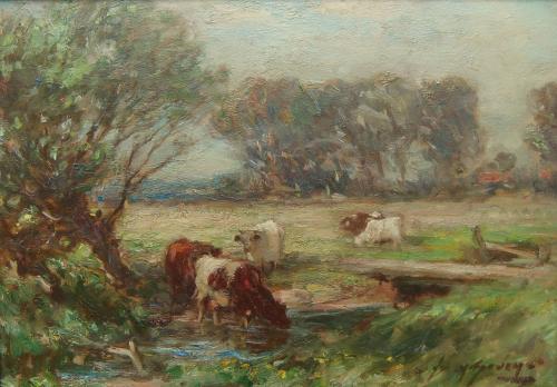 Owen Bowen "Wharfedale Pastures" oil on panel