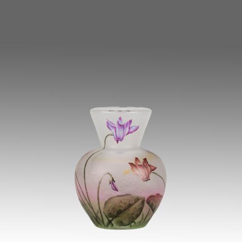 Early 20th Century Cameo Glass "Cyclamen Vase" by Daum Frères