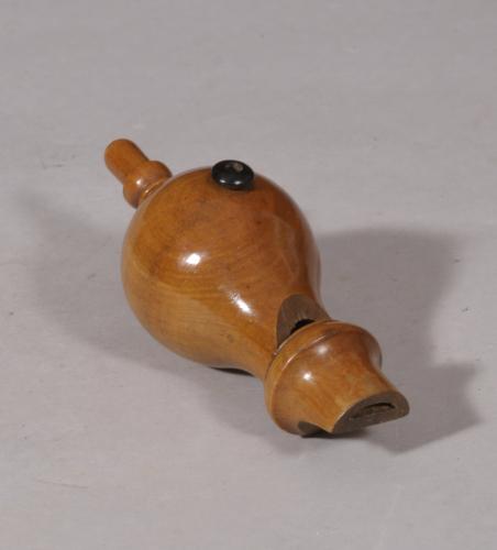 S/5996 Antique Treen 19th Century Sycamore Cuckoo Whistle
