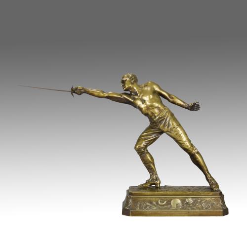 Early 20th Century Art Nouveau Bronze Sculpture "The Fencer" by Rudolf Küchler