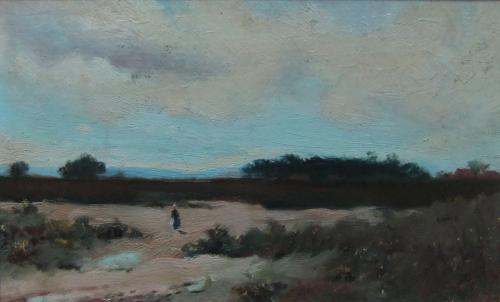 Jean Charles Cazin "Landscape with Figure" oil painting