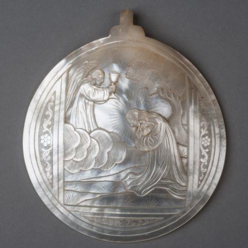 Carved Mother-o-Pearl Baptismal Spoon