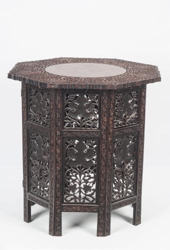 Indian Carved Wood Travelling Table