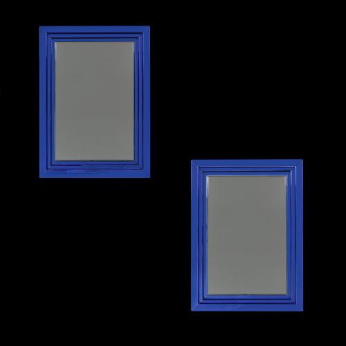 A Pair of Blue Glass Mirrors after Arte Fontana