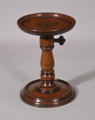 S/6029 Antique Treen 19th Century Mahogany Adjustable Candle Stand