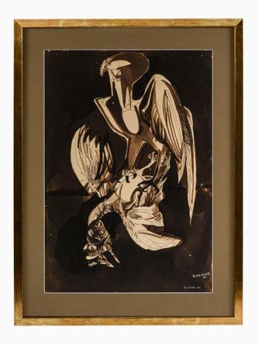 Bryan Kneale b.1930, Bird of Prey with Kill 1960