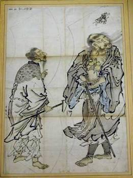 Japanese drawing of two Immortal figures