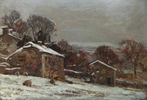 Ernest Higgins Rigg "Low Row, Swaledale" oil on canvas