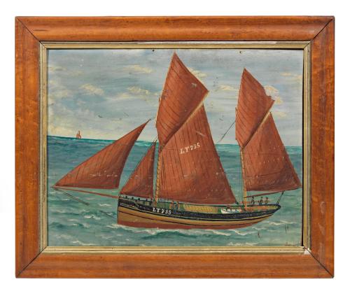 A Naive Pierhead Painting of Fishing Boat Gertrude
