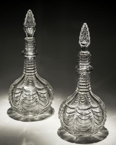 A Pair of Scale Cut Victorian Decanters