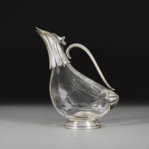 Edwardian Zoomorphic Glass and Silver Duck Decanter