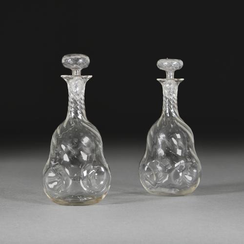A Pair of Arts and Crafts Glass Decanters
