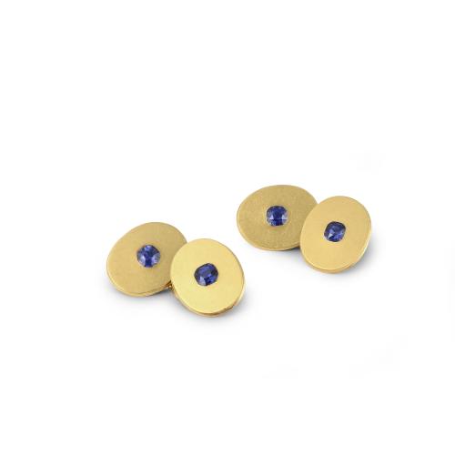 Pair of Sapphire and Gold Cufflinks