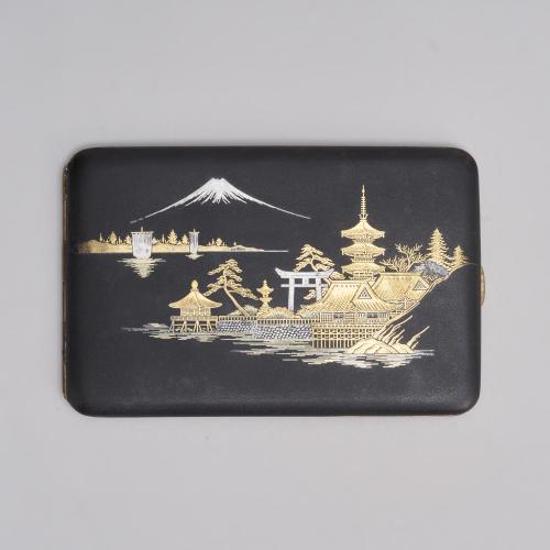 Japanese early 20th Century Iron cigarette / card case