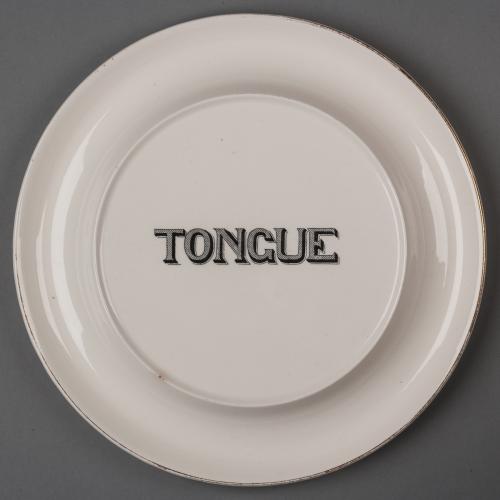 white ironstone tongue plate