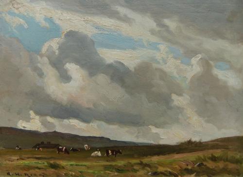 Ernest Higgins Rigg "Upper Pastures, Swaledale" oil painting