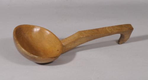 S/6050 Antique Treen 19th Century Welsh Sycamore Cawl Ladle