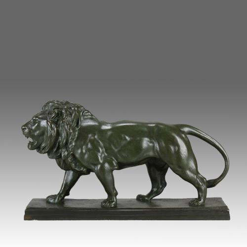 Animalier French Bronze Study Entitled "Lion Qui Marche" by Antoine L Barye