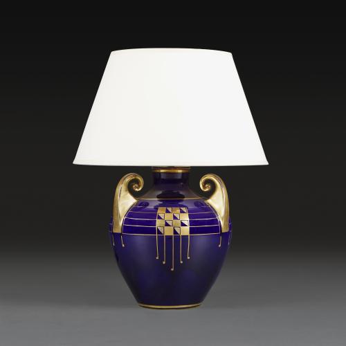 Blue and Gold Art Deco Lamp
