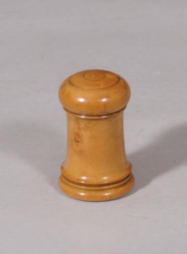 S/6042 Antique Treen Victorian Lidded Boxwood Pepperette