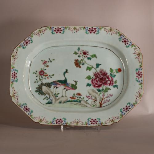 Famille rose double peacock dish