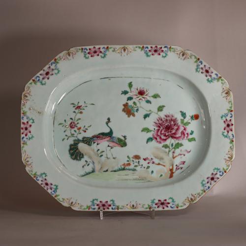 One of a pair of famille rose platters