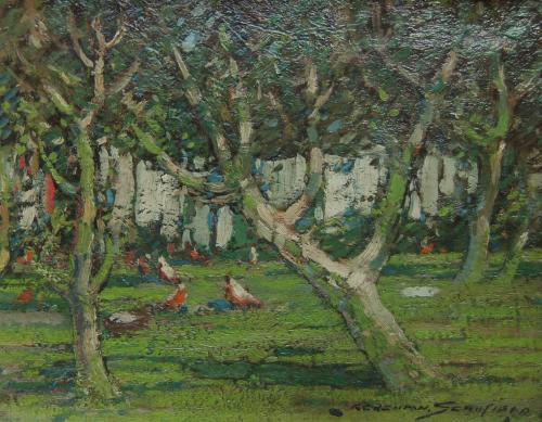 Kershaw Schofield "The Orchard" oil painting
