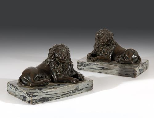 Pair of Regency Bronze Lions