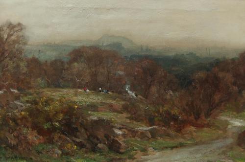 Owen Bowen "A Distant View of Edinburgh" oil painting 