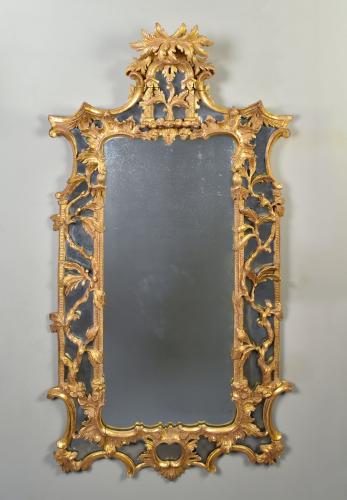 Chippendale period giltwood border glass mirror, c.1770