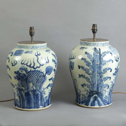 Chinese Blue and White Lamps