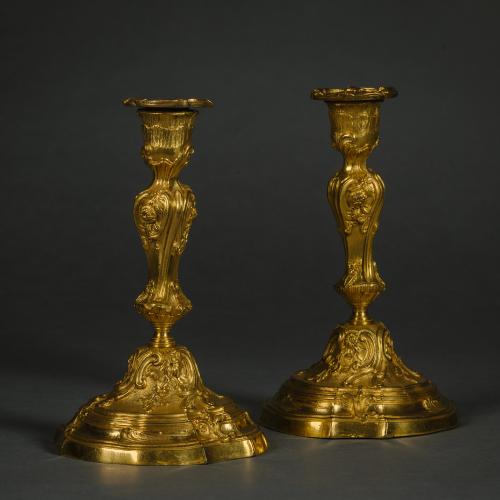 Louis XV Style Gilt-Bronze Candlesticks