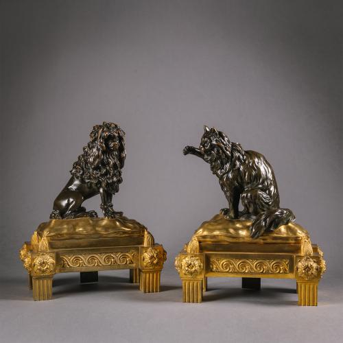 A Pair Of Louis XV Period Figural Chenets, Attributed to Jacques and Philippe Caffieri