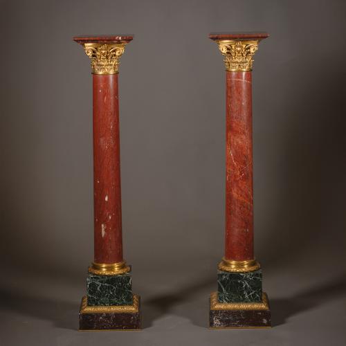 Napoléon III Gilt-Bronze and Marble 'Corinthian' Pedestals, Attributed to Maison Millet